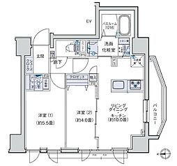 オーキッドレジデンス三ノ輪 2LDKの間取図画像