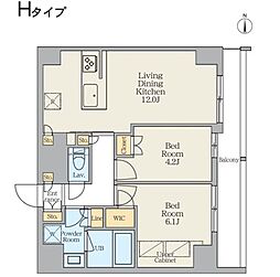 クレストコート東日暮里 2LDKの間取図画像