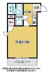 フルール安東 1Kの間取図画像