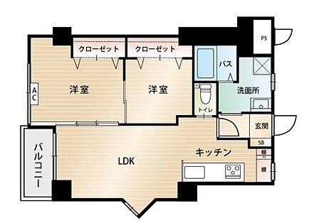 2LDK 間取り