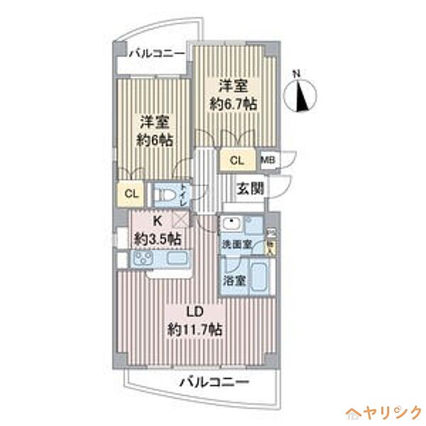 ビューテラス銀河 ｜愛知県名古屋市名東区高間町(賃貸マンション2LDK・2階・60.16㎡)の写真 その2