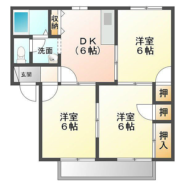 サンハイツ平山 B棟（平山町） 202｜長崎県諫早市平山町(賃貸アパート3DK・2階・54.82㎡)の写真 その2