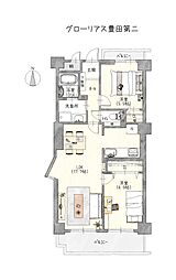 グローリアス豊田第2 2LDKの間取図画像