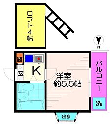 サンハイム代田橋 1Kの間取図画像