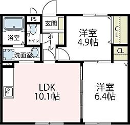 アルカンシェル 2LDKの間取図画像