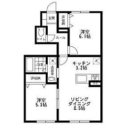 西鶴間KIガーデンズ壱番館 2LDKの間取図画像