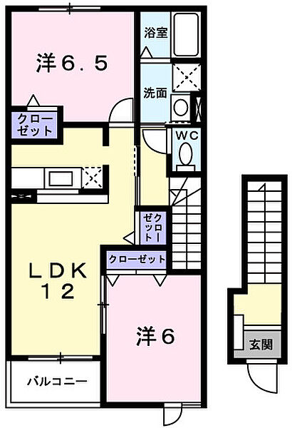 アンジェリカI 201｜兵庫県姫路市大津区勘兵衛町1丁目(賃貸アパート2LDK・2階・58.86㎡)の写真 その2