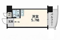 朝日プラザ高瀬川 ワンルームの間取図画像