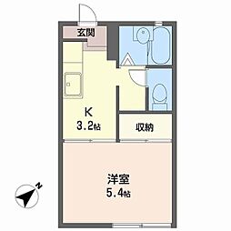ヴィラカメリアA棟 1Kの間取図画像