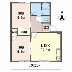 フレグランス静香 2LDKの間取図画像
