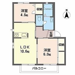 シャーメゾン堂本A 2LDKの間取図画像