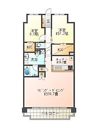 ローレルコート姫路大手前通り 2LDKの間取図画像