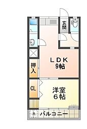 網干コーポ 1LDKの間取図画像