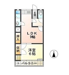 網干コーポ 1LDKの間取図画像