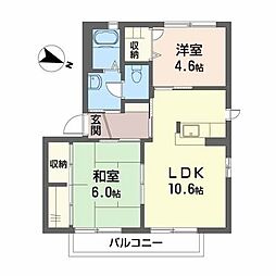 シャーメゾンさくら坂A棟 2LDKの間取図画像