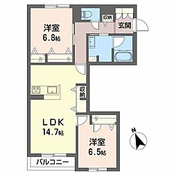 ニコスビル 2LDKの間取図画像