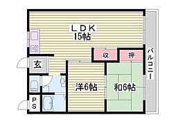 ハッピーコート三宅 2LDKの間取図画像