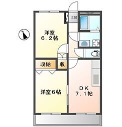 プラグレス 2DKの間取図画像