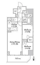 ASMACI  MAISON両国II 2LDKの間取図画像