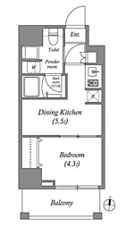 江東区亀戸2丁目マンション 1DKの間取図画像