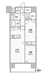THEパームス熊野前 2LDKの間取図画像