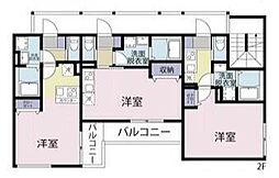 潮田新築アパート 2階1Kの間取り