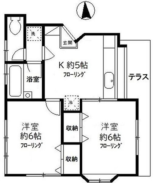 メゾンコーラル 102｜東京都世田谷区太子堂５丁目(賃貸アパート2K・1階・37.20㎡)の写真 その2