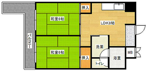 広島県広島市中区舟入町(賃貸マンション2LDK・9階・45.90㎡)の写真 その2
