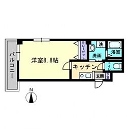 広島電鉄1系統 中電前駅 徒歩3分の賃貸マンション 5階1Kの間取り