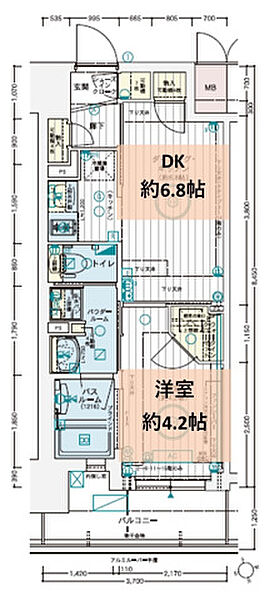 広島県広島市中区国泰寺町２丁目(賃貸マンション1DK・7階・30.71㎡)の写真 その2