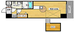 広島電鉄5系統 比治山橋駅 徒歩7分の賃貸マンション 4階ワンルームの間取り
