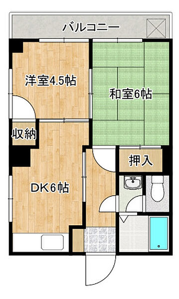 広島県広島市中区住吉町(賃貸マンション2DK・4階・36.35㎡)の写真 その2