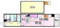 広島電鉄8系統 江波駅 徒歩3分の賃貸マンション 3階ワンルームの間取り