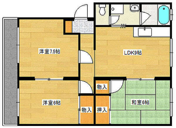 広島県広島市西区古江西町(賃貸マンション3LDK・3階・61.39㎡)の写真 その2