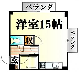 広島高速交通アストラムライン 祇園新橋北駅 徒歩7分の賃貸マンション 6階ワンルームの間取り