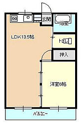 広島高速交通アストラムライン 牛田駅 徒歩13分の賃貸マンション 2階1LDKの間取り