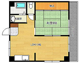 広島電鉄9系統 白島駅 徒歩5分の賃貸マンション 2階1LDKの間取り