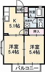 広島電鉄宮島線 高須駅 徒歩13分の賃貸アパート 1階2Kの間取り