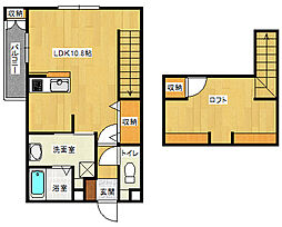 JR芸備線 矢賀駅 徒歩20分の賃貸アパート 1階ワンルームの間取り