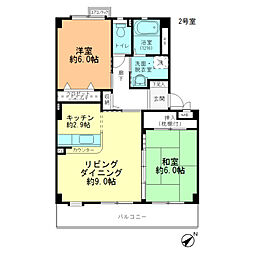 JR可部線 古市橋駅 徒歩10分の賃貸アパート 2階2LDKの間取り