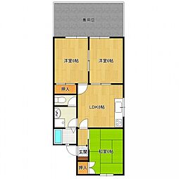 広島高速交通アストラムライン 中筋駅 徒歩12分の賃貸アパート 1階3LDKの間取り