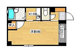 広島電鉄5系統 比治山下駅 徒歩7分の賃貸アパート 3階1Kの間取り
