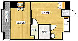 JR呉線 広島駅 徒歩10分の賃貸マンション 4階1DKの間取り