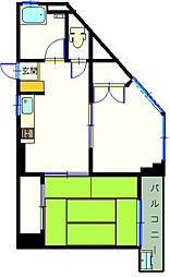 JR山陽本線 広島駅 徒歩10分の賃貸マンション 4階2DKの間取り