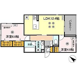 広島電鉄宮島線 高須駅 徒歩6分の賃貸アパート 3階2LDKの間取り