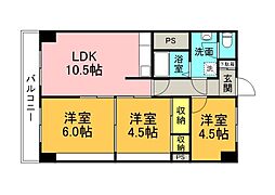 広島電鉄1系統 鷹野橋駅 徒歩5分の賃貸マンション 7階3LDKの間取り