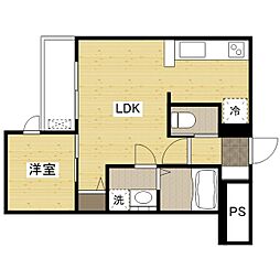 広島電鉄宮島線 東高須駅 徒歩17分の賃貸マンション 3階1LDKの間取り