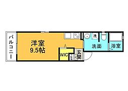 広島電鉄5系統 比治山橋駅 徒歩5分の賃貸マンション 4階ワンルームの間取り