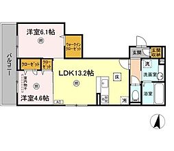 ラ・ココル 2LDKの間取図画像