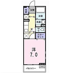 JR山陽本線 天神川駅 徒歩22分の賃貸アパート 2階1Kの間取り